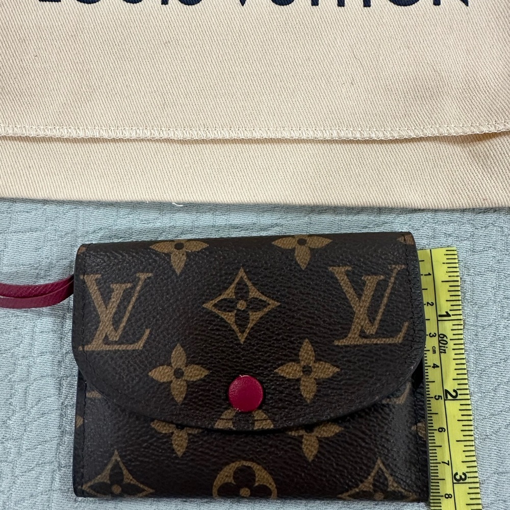 Louis Vuitton Dark Brown Monogram Coin Purse with Red Button - Picture 8 of 11